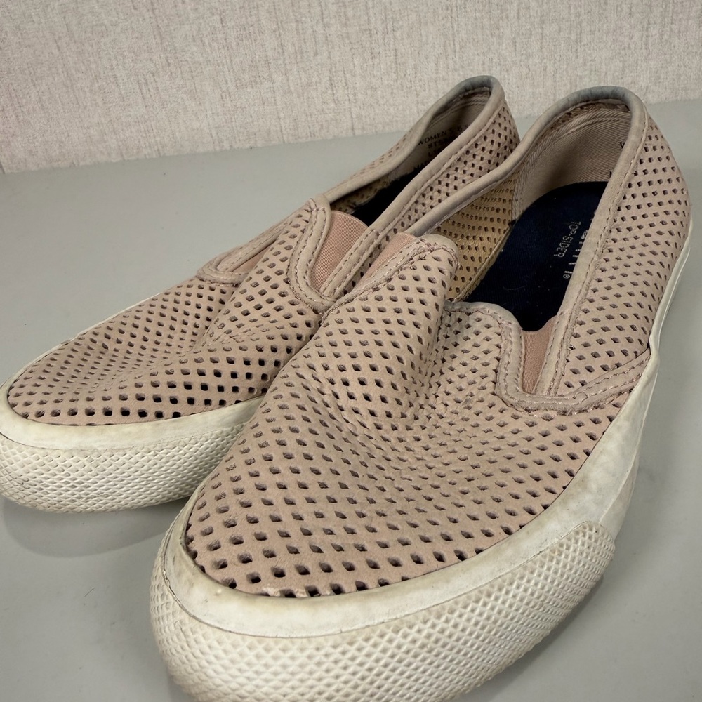 Blush Pink Perforated Slip-On Sneakers